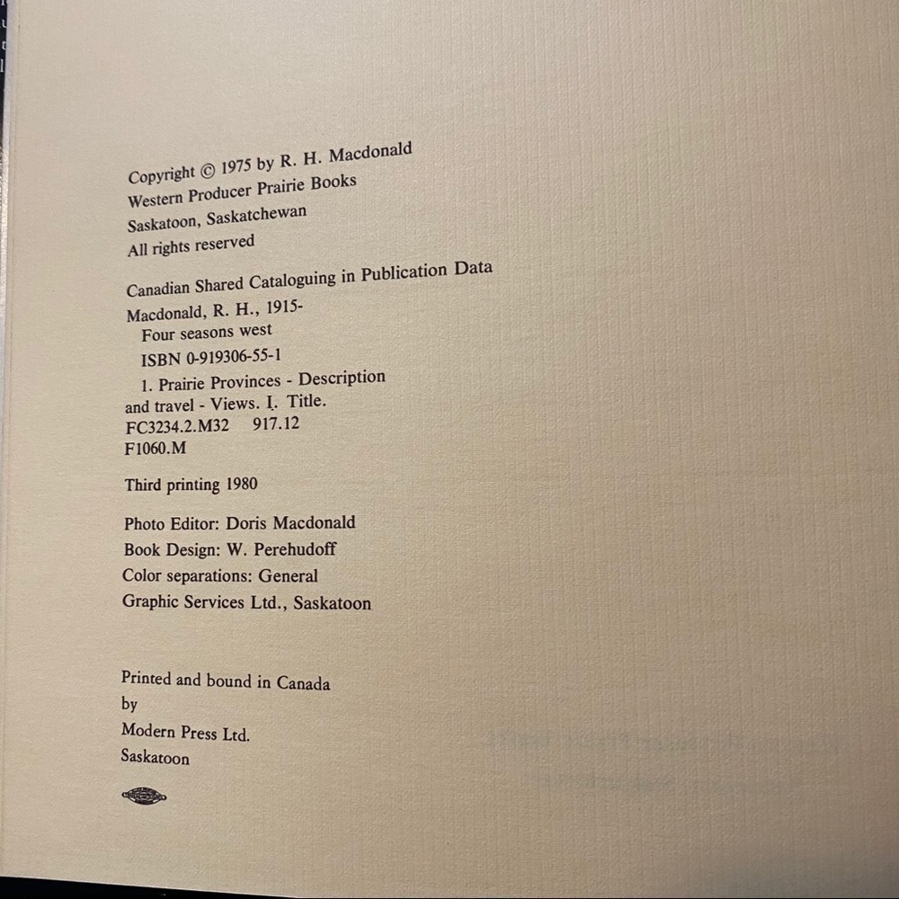 Four Seasons West by RH Macdonald hardcover 1980 - Picture 10 of 12